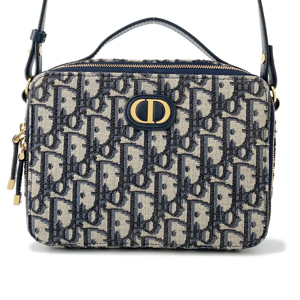 Dior Handbag Oblique 30Montaigne Box Bag Shoulder Bag NavyS2141UTZQ Canvas Beige