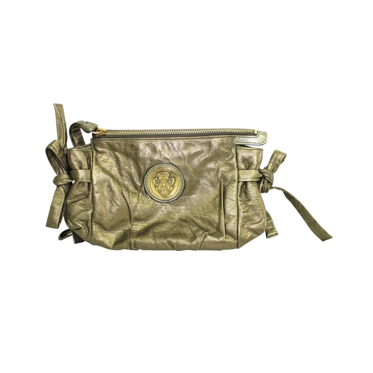 Gucci metallic leather clutch bag