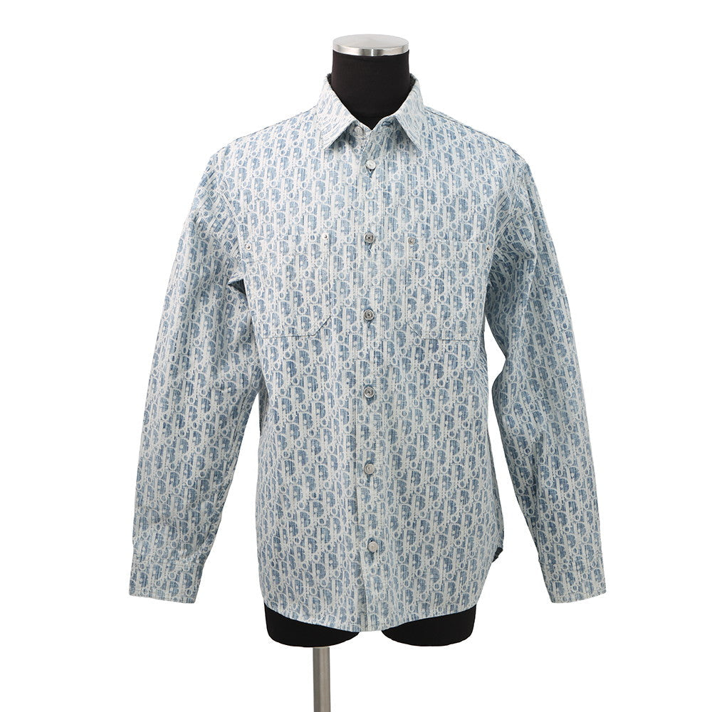 Dior Handbag Oblique Kasuri Overshirt % White Blue