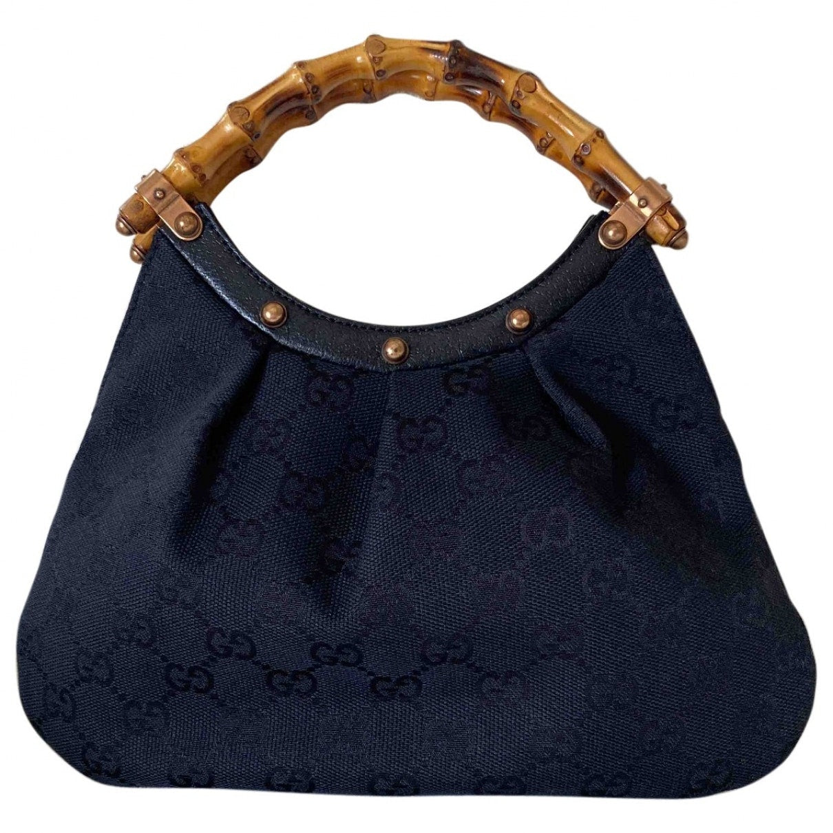 Gucci bamboo black cloth handbag