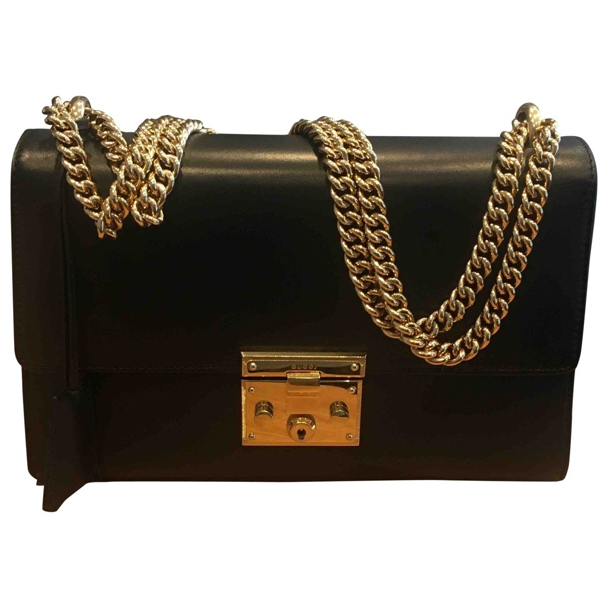 Gucci padlock black leather handbag