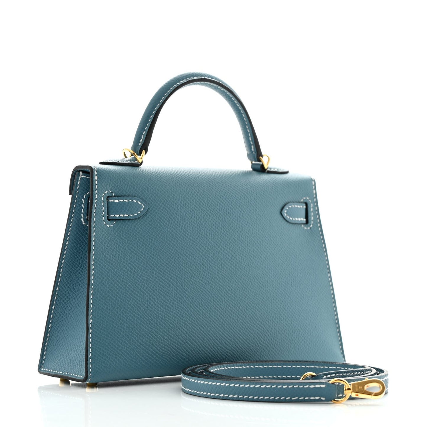 Hermes Epsom Kelly Sellier New Jean Handbag Blue Mini Travel Bag