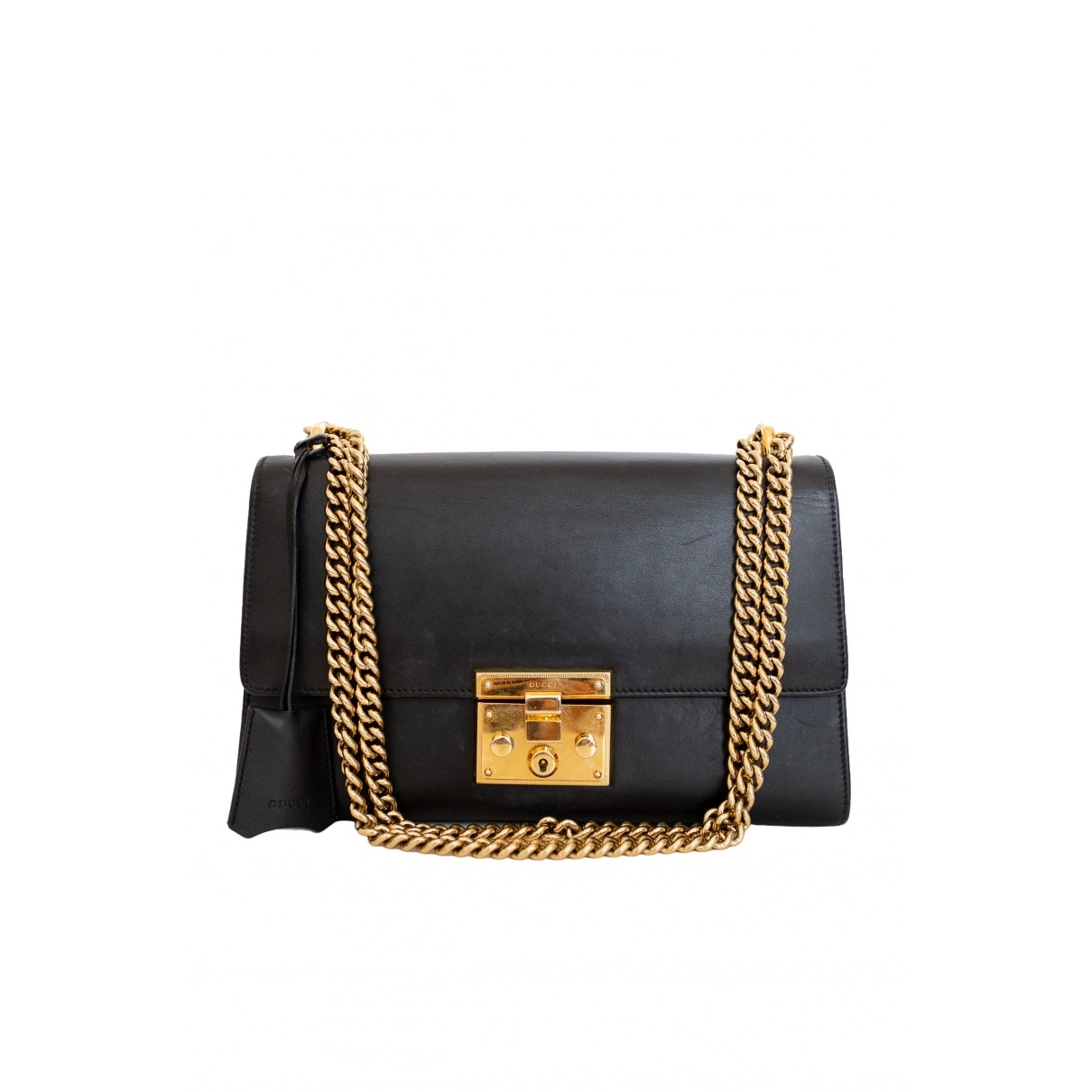 Gucci padlock black leather handbag