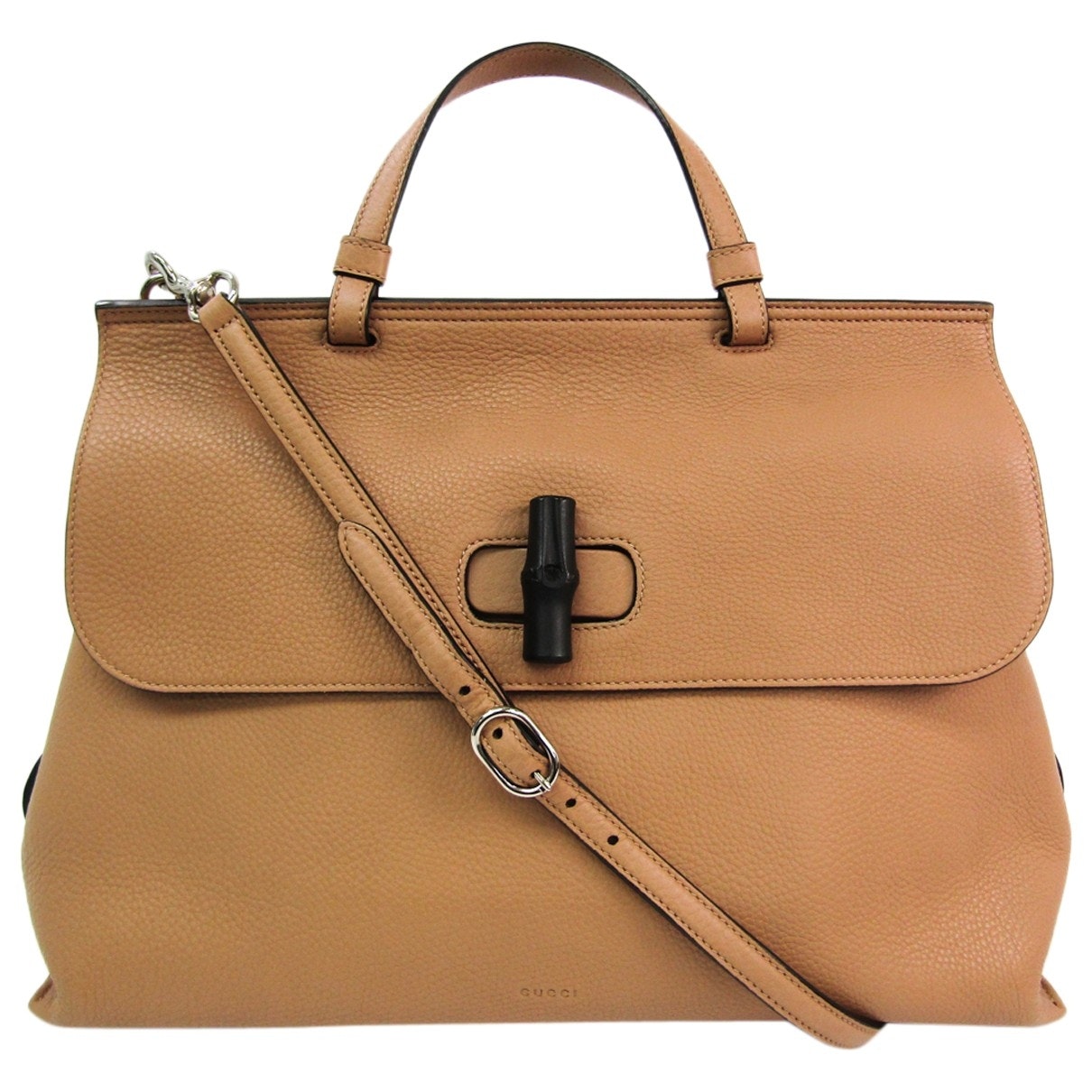 Gucci bamboo camel leather handbag