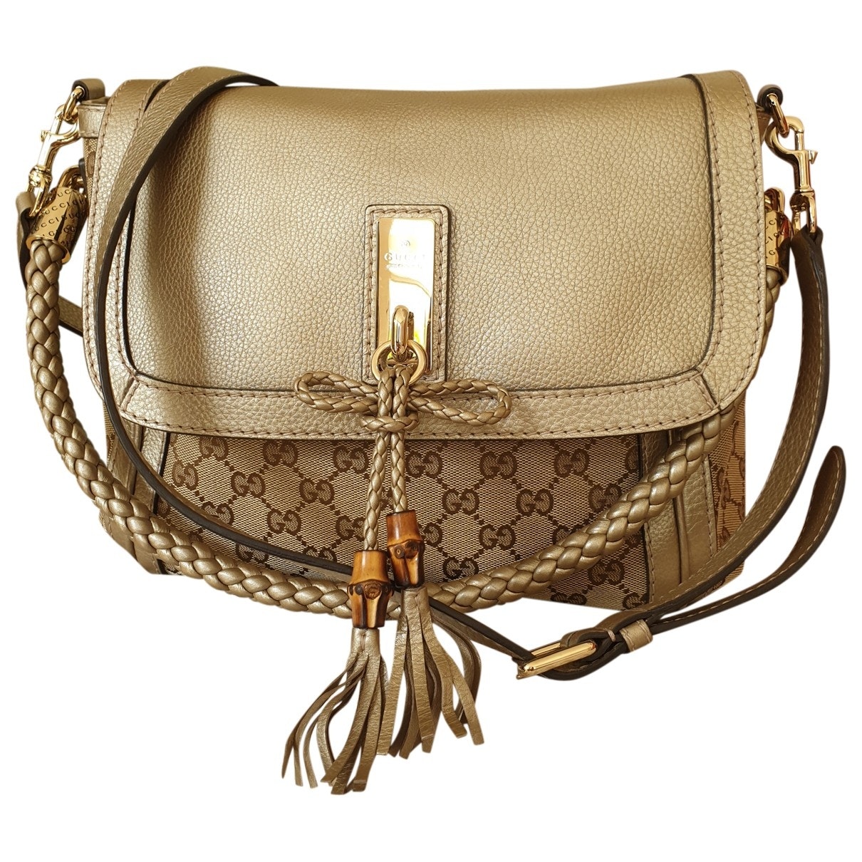 Gucci gold leather handbag