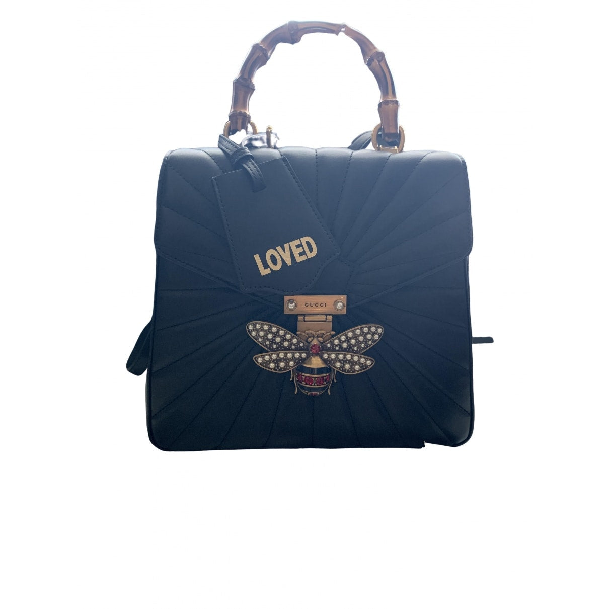 Gucci queen margaret black leather backpacks