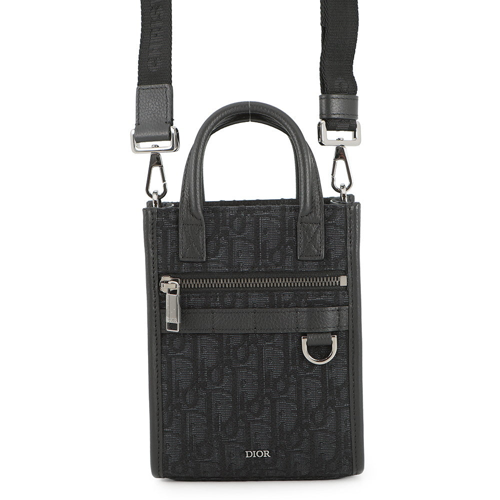 Dior Handbag Oblique Safari North-South 2-Way Shoulder Bag Black2ESWS017YKY Leather Canvas