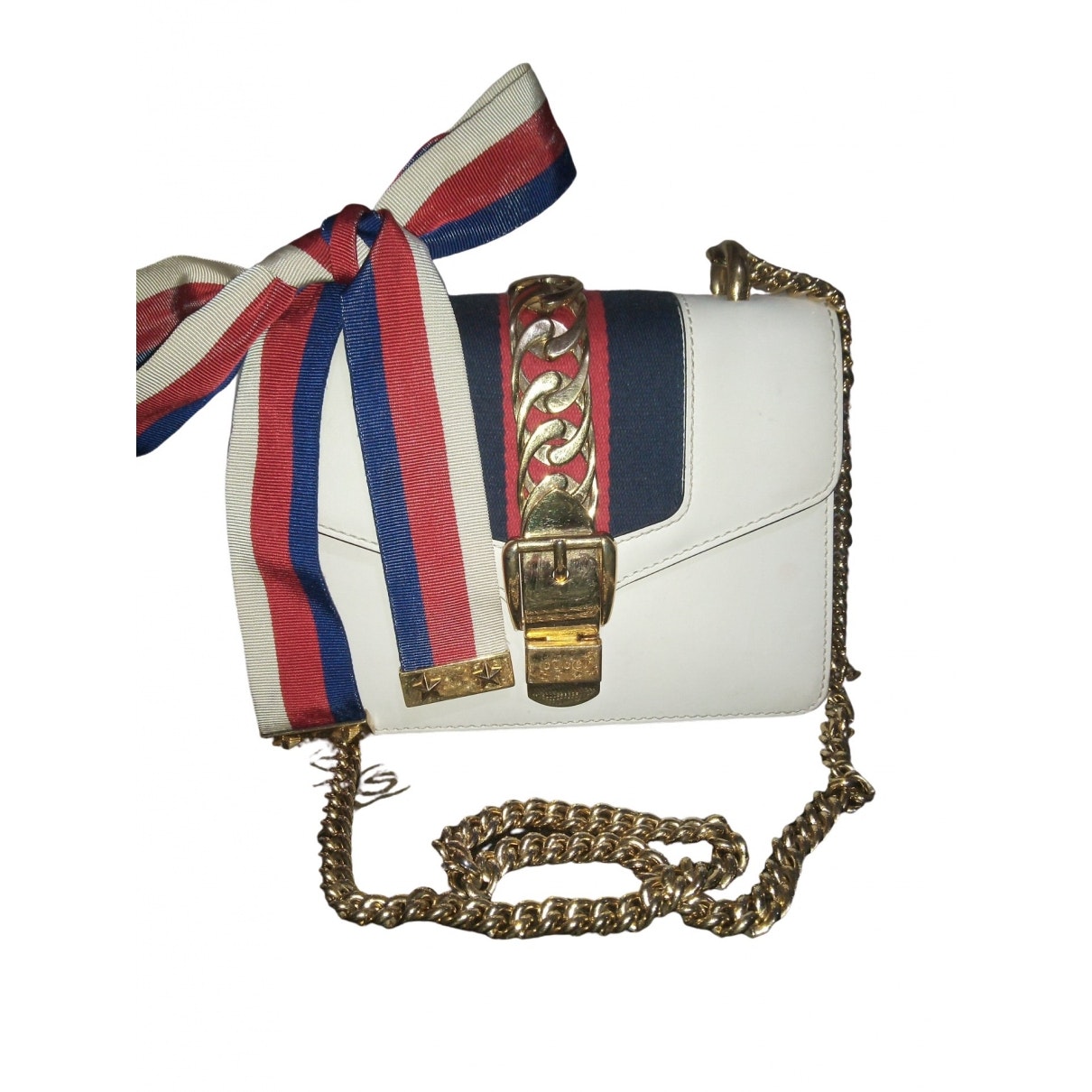 Gucci sylvie beige leather handbag