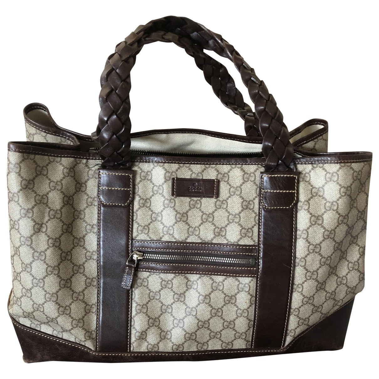 Gucci brown cloth travel bag