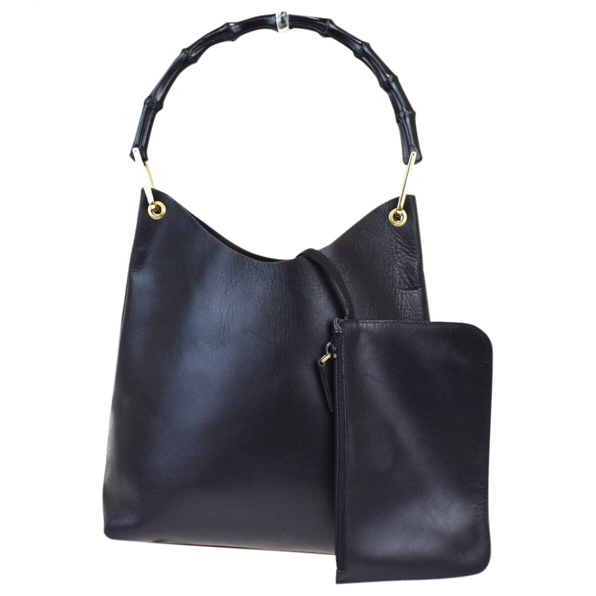 Gucci bamboo black leather handbag