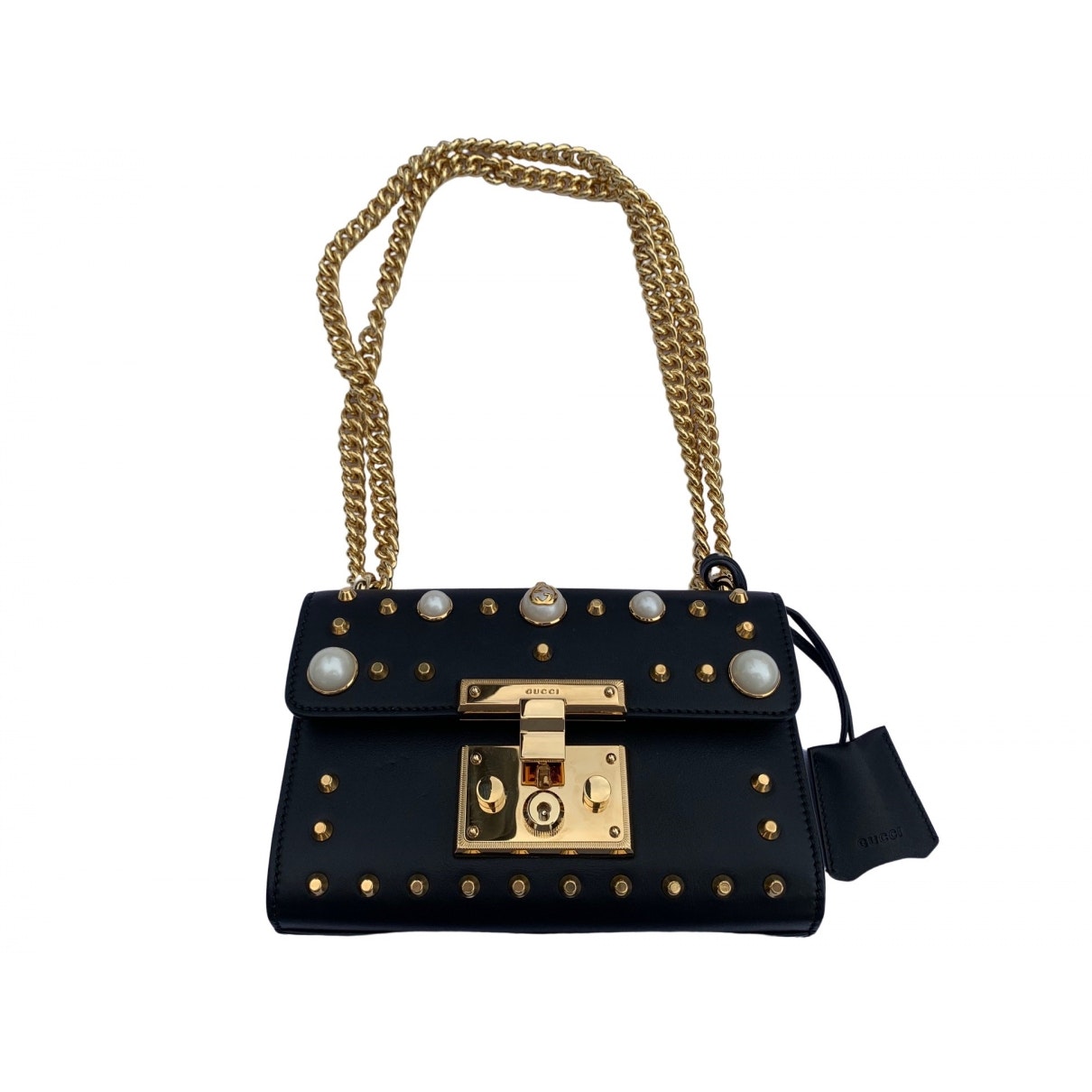 Gucci padlock black leather handbag