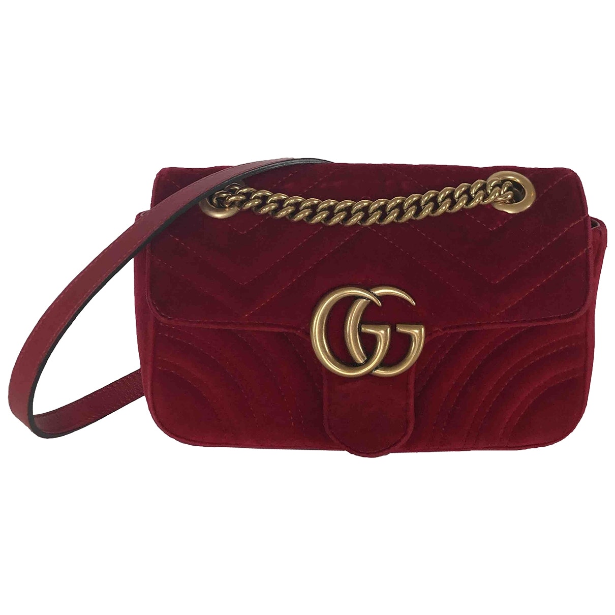 Gucci marmont red velvet handbag