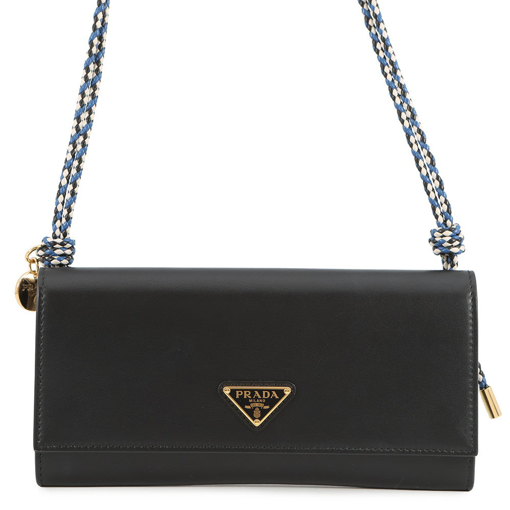Prada Shoulder Bag Wallet with Shoulder Strap Black1MT027 Leather