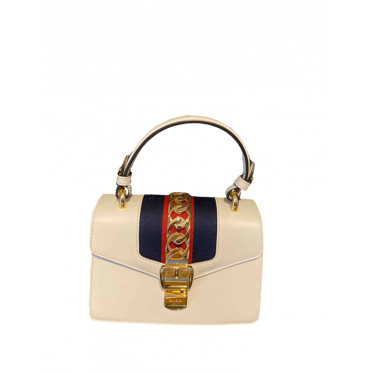 Gucci sylvie white leather handbag