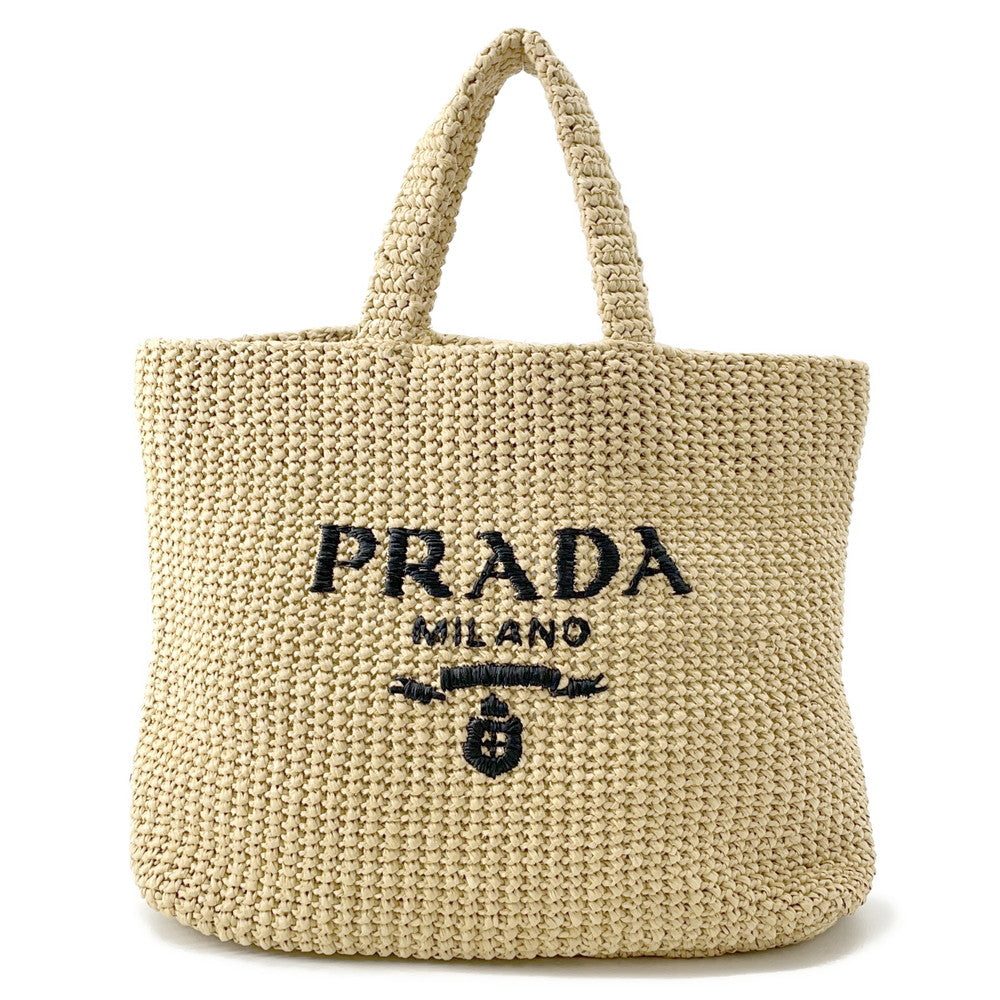 Prada Tote Bag Crochet Beige1BG392 Raffia