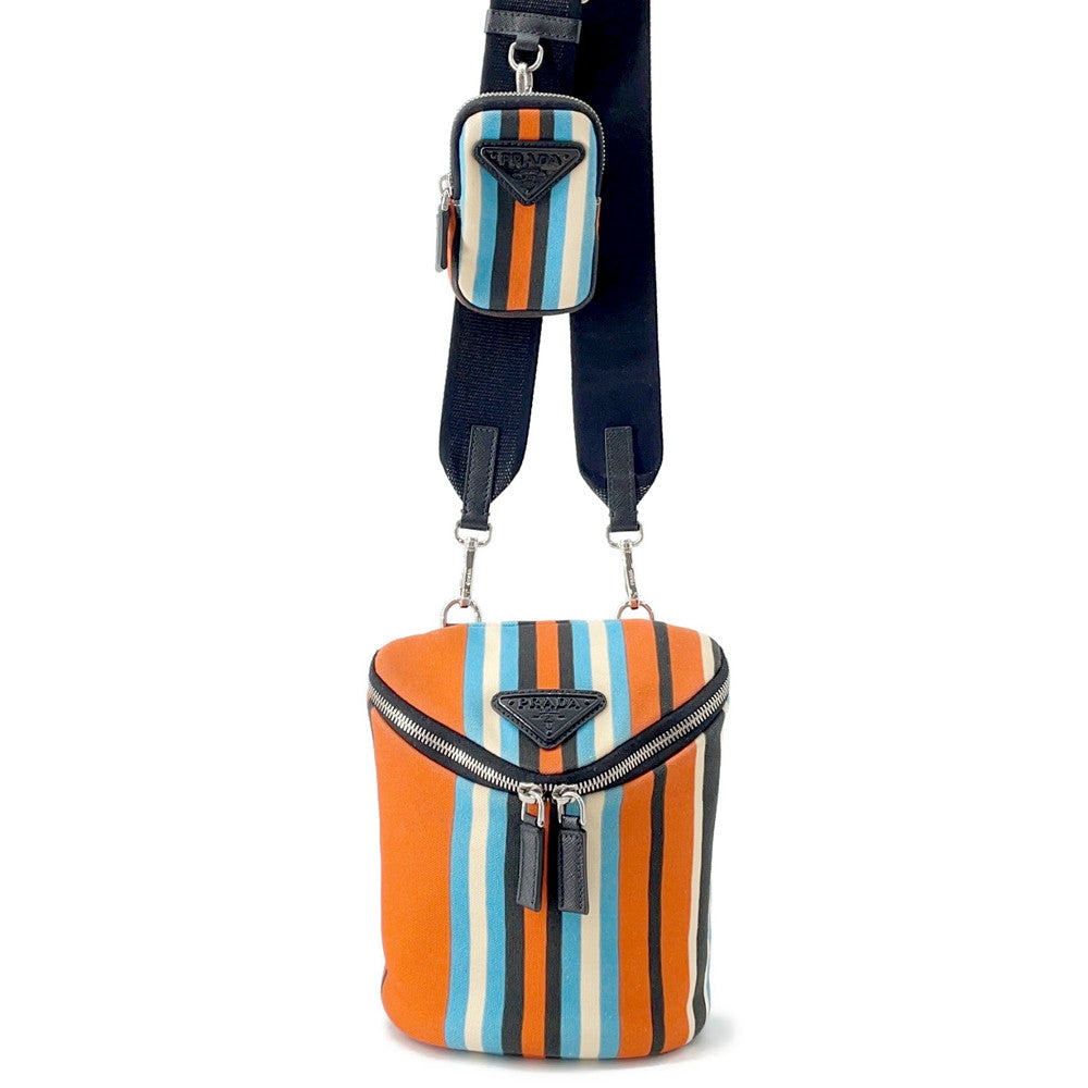 Prada Shoulder Bag Stripe Multicolor2VH147 Canvas