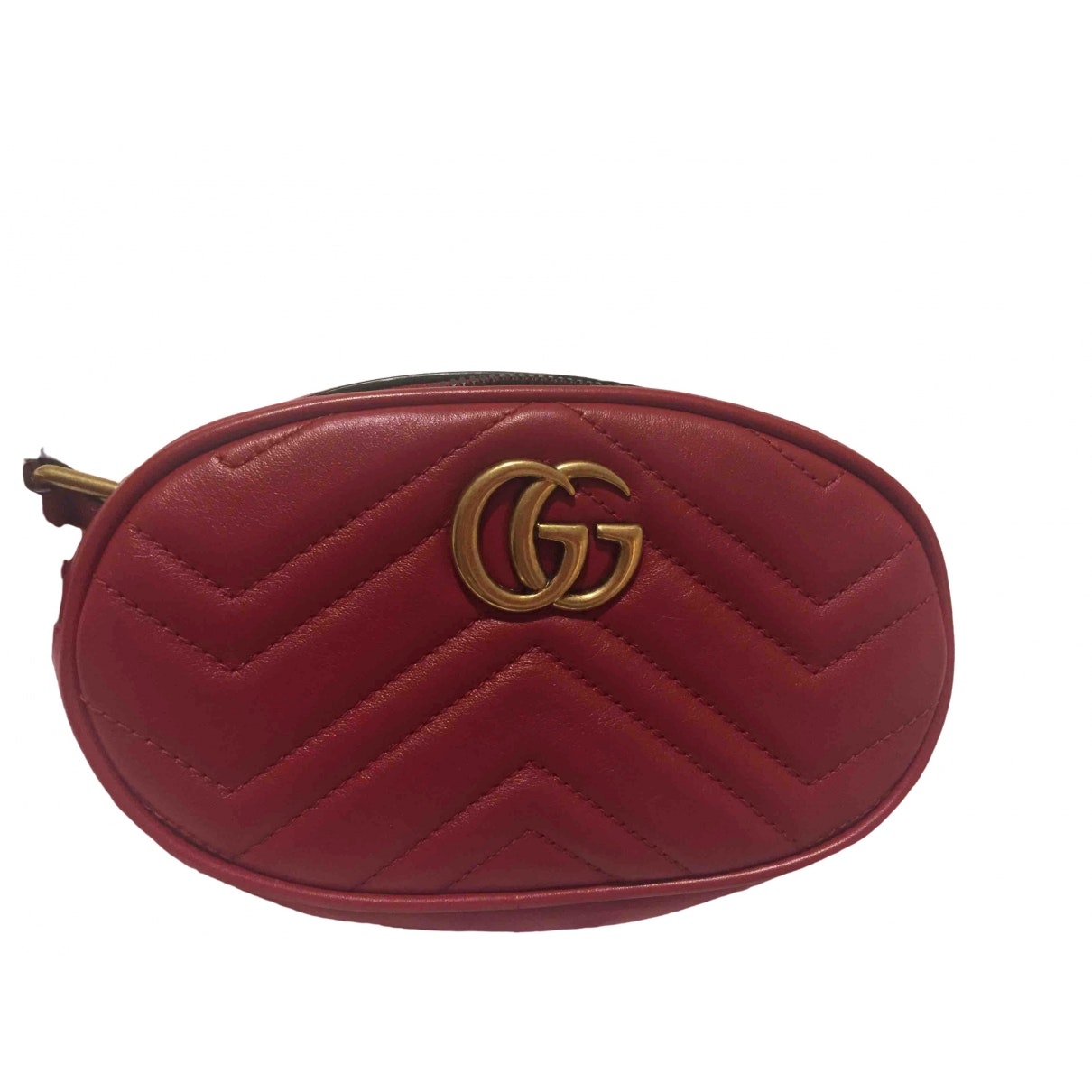 Gucci marmont red leather clutch bag