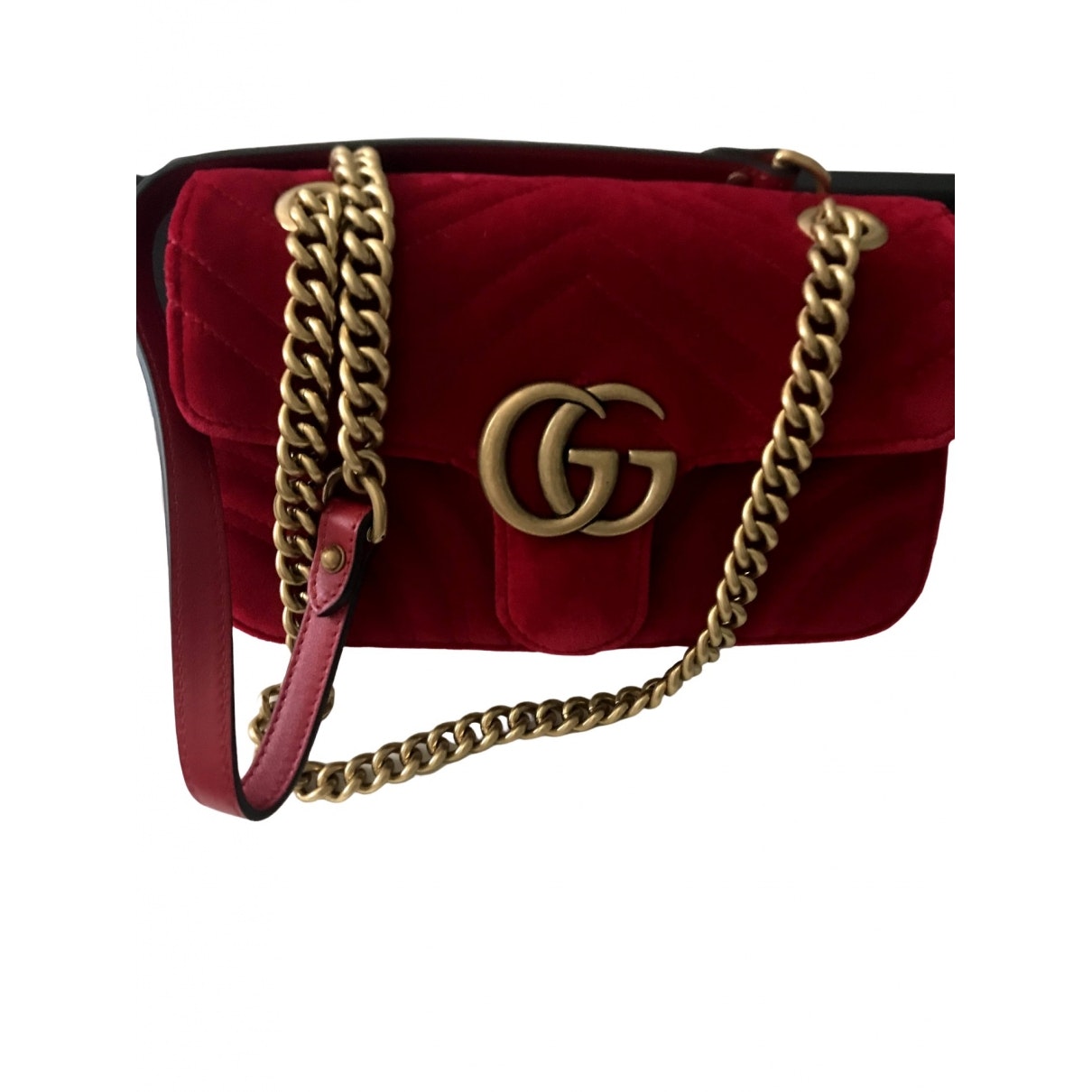 Gucci marmont red velvet clutch bag