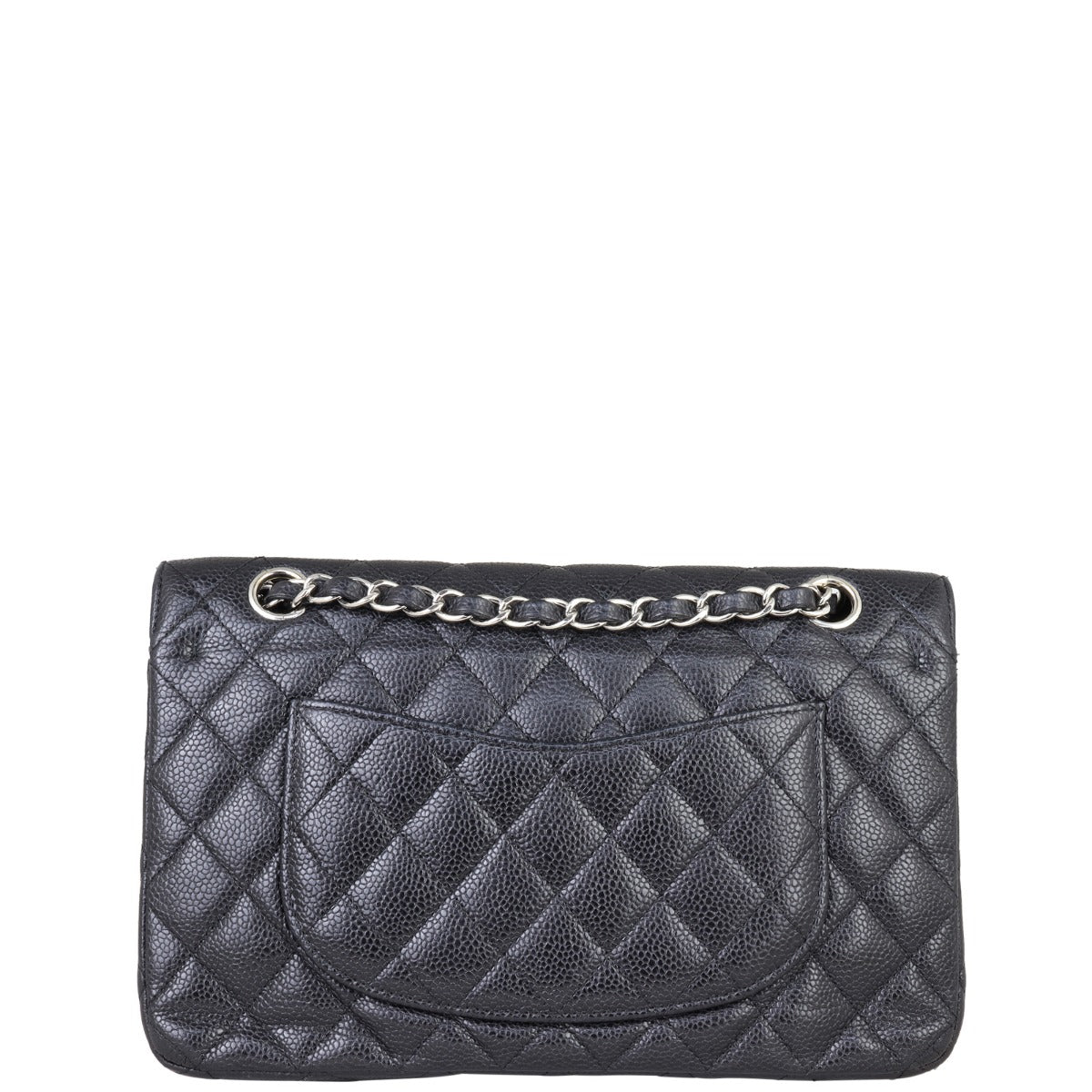Chanel Classic Double Hardware 12 Series Handbag Silver Medium