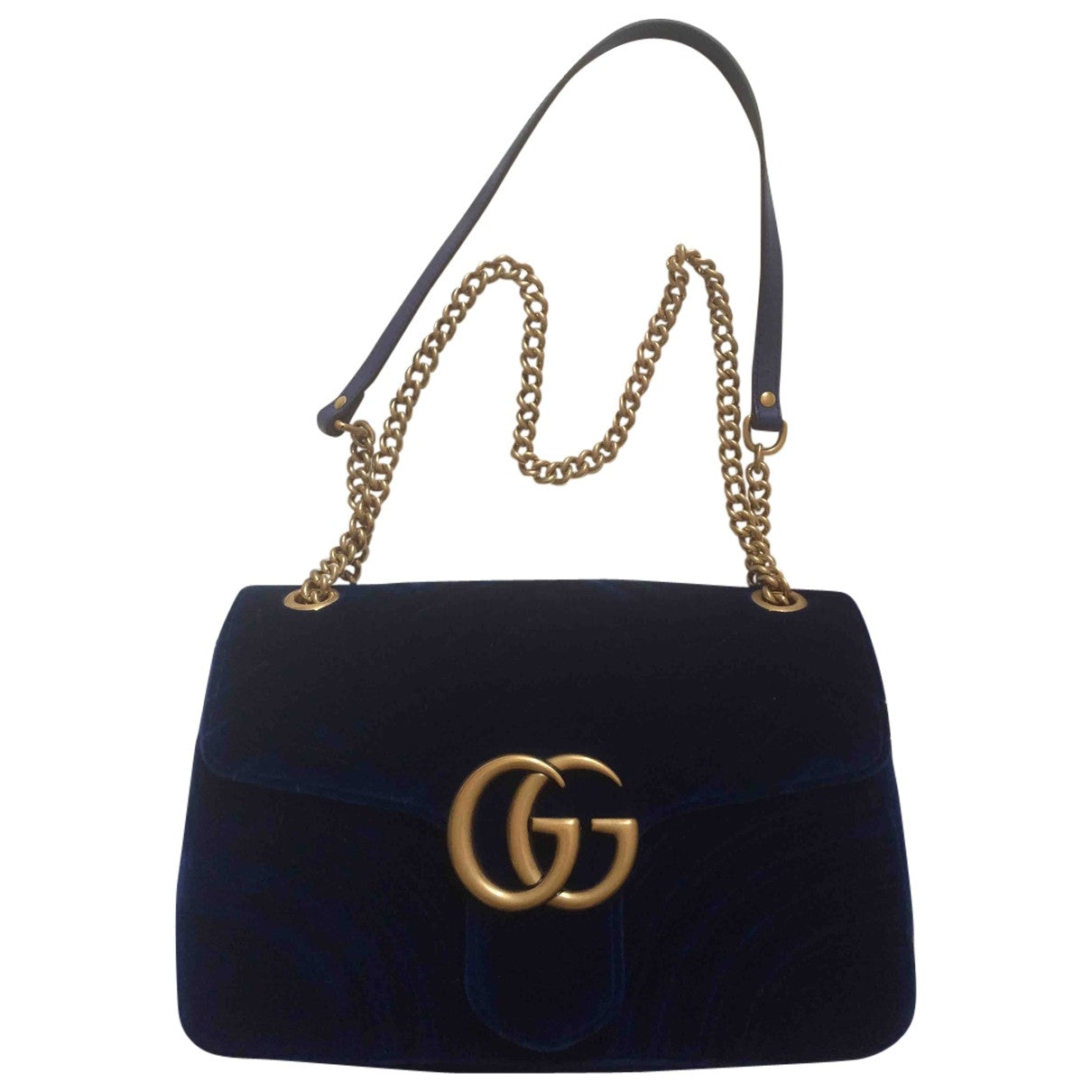 Gucci marmont blue velvet handbag