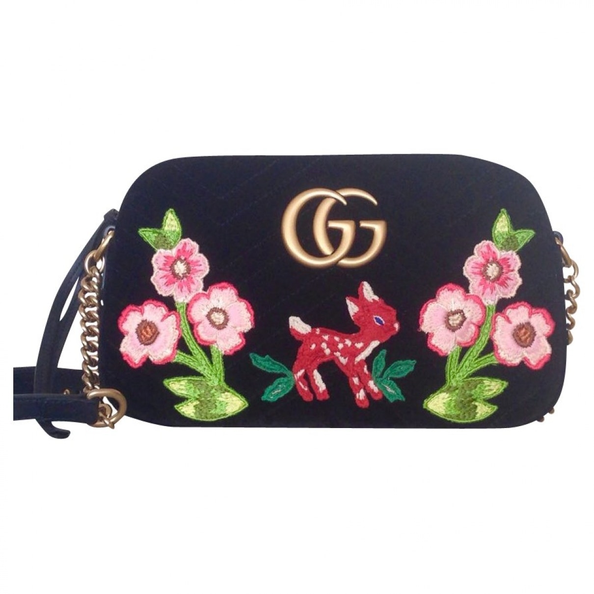 Gucci marmont black velvet handbag