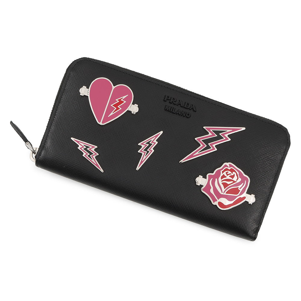 Prada Around Heart Rose Pink1ML506 Leather Black Handbag