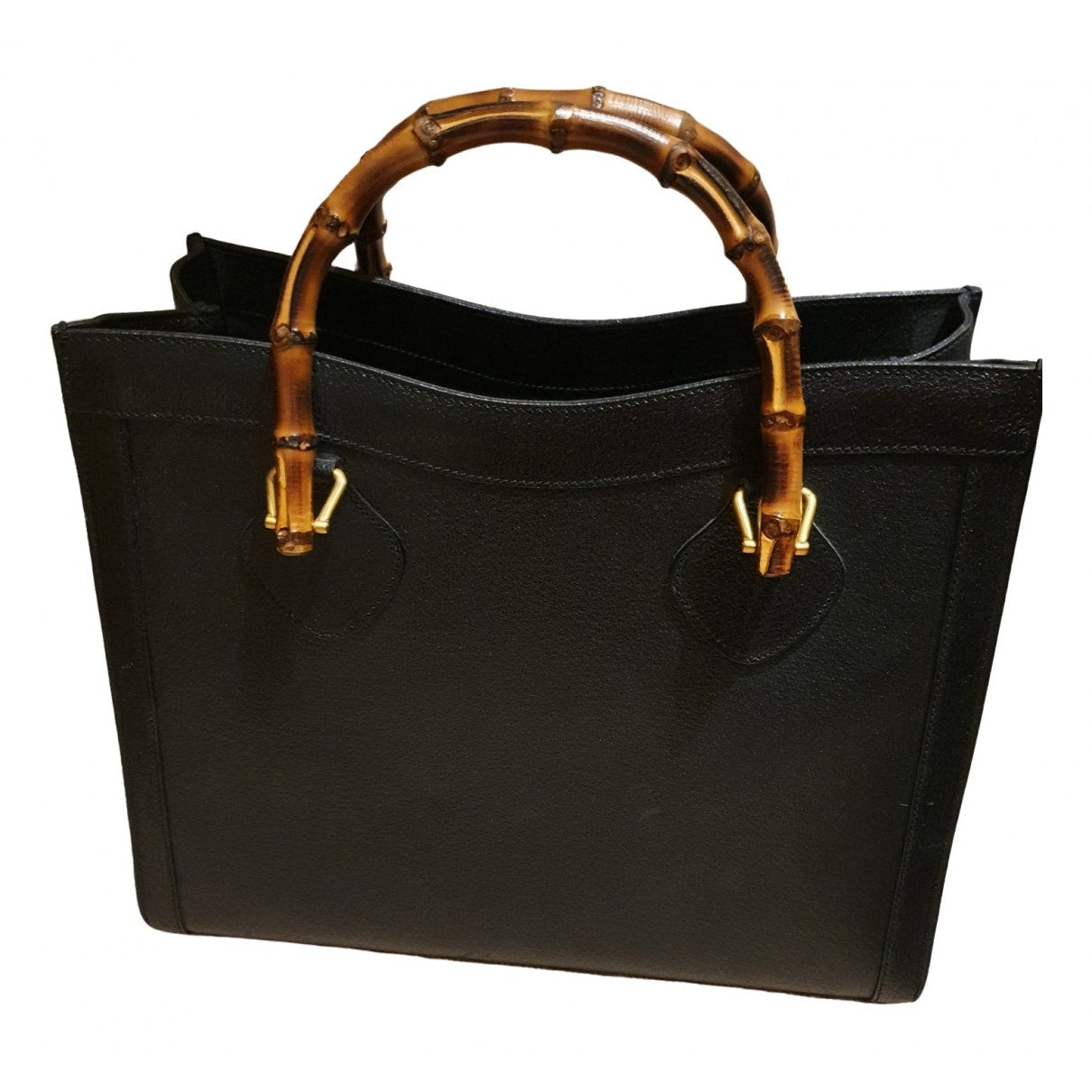 Gucci bamboo black leather handbag