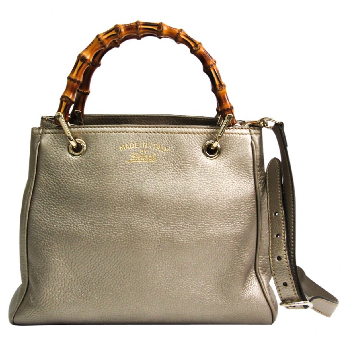 Gucci bamboo beige leather handbag