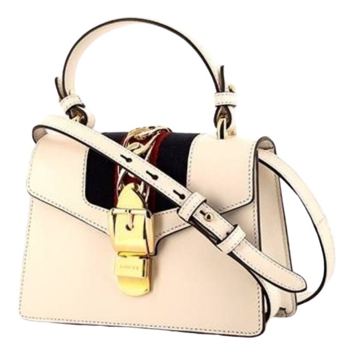 Gucci sylvie white leather handbag