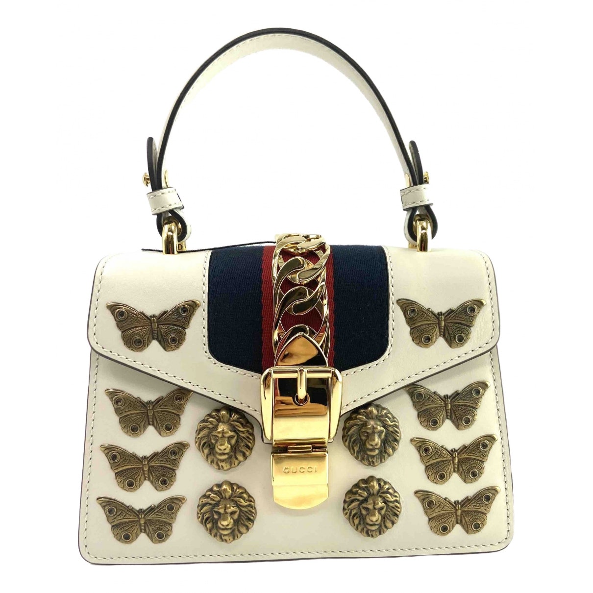 Gucci sylvie white leather handbag