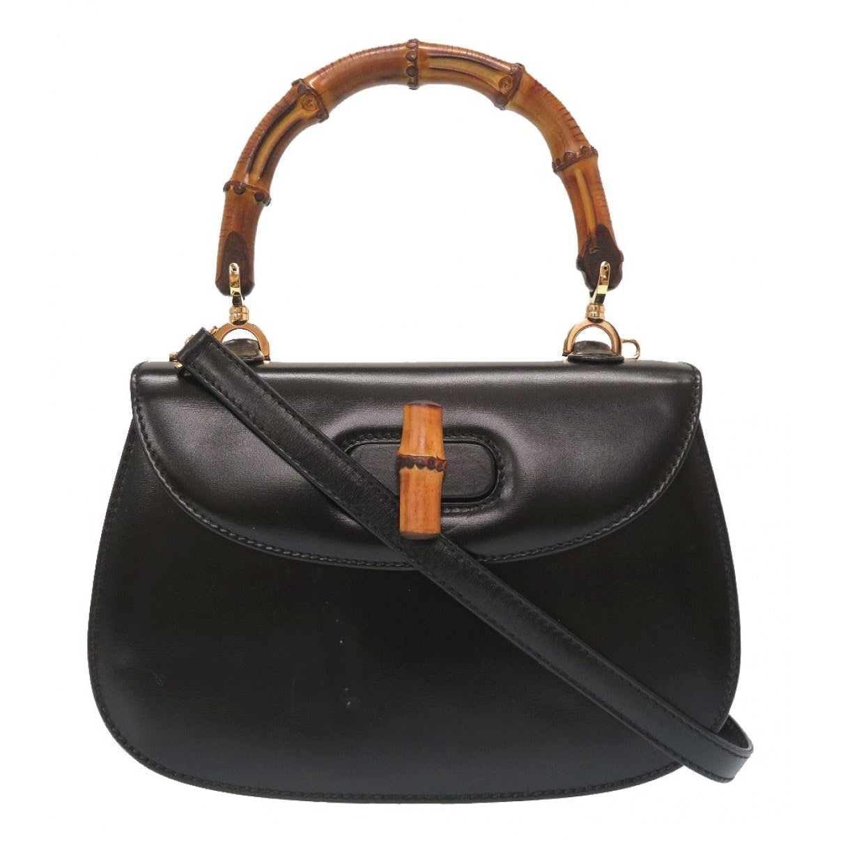 Gucci bamboo black leather handbag