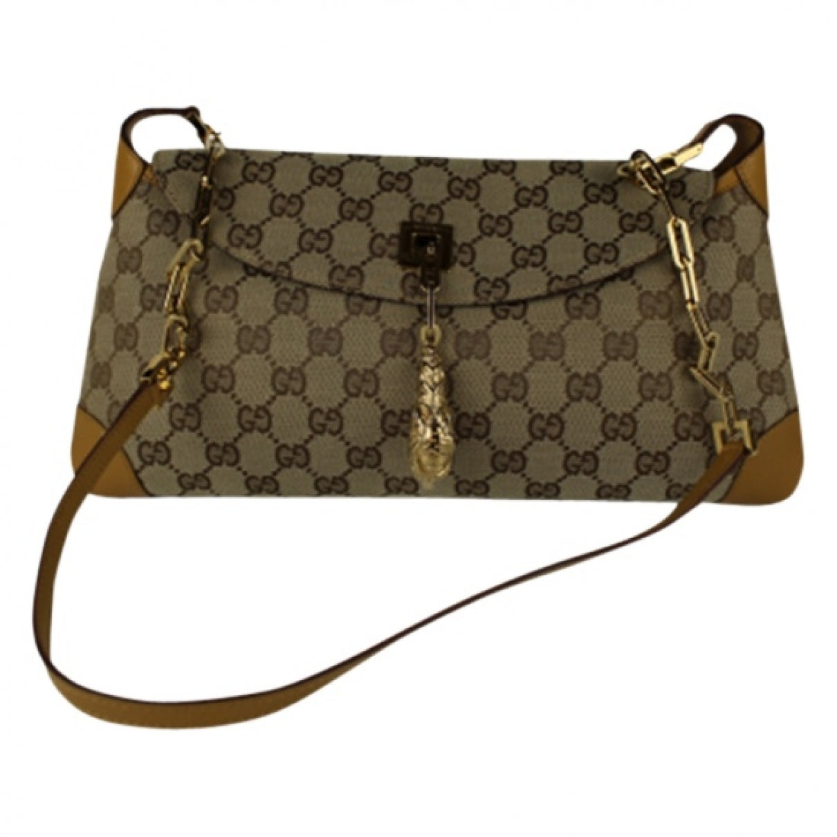 Gucci brown cloth clutch bag
