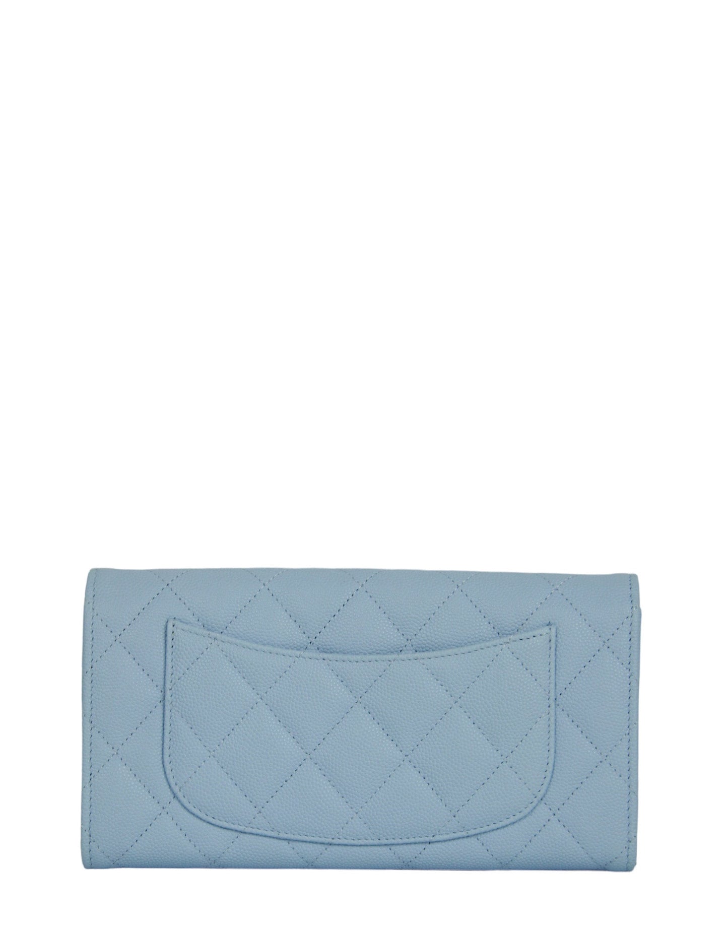 Chanel Light Blue Caviar Leather Wallet Handbag