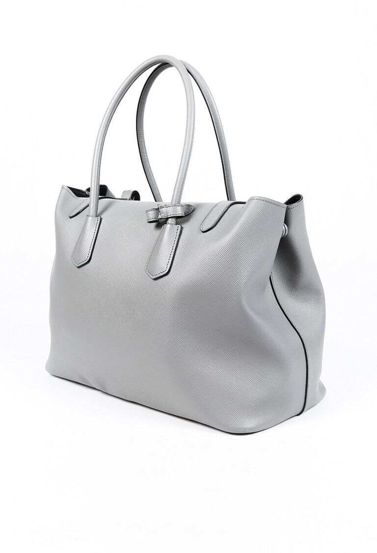 Prada Bag Tote Leather Saffiano Gray Tote Bag