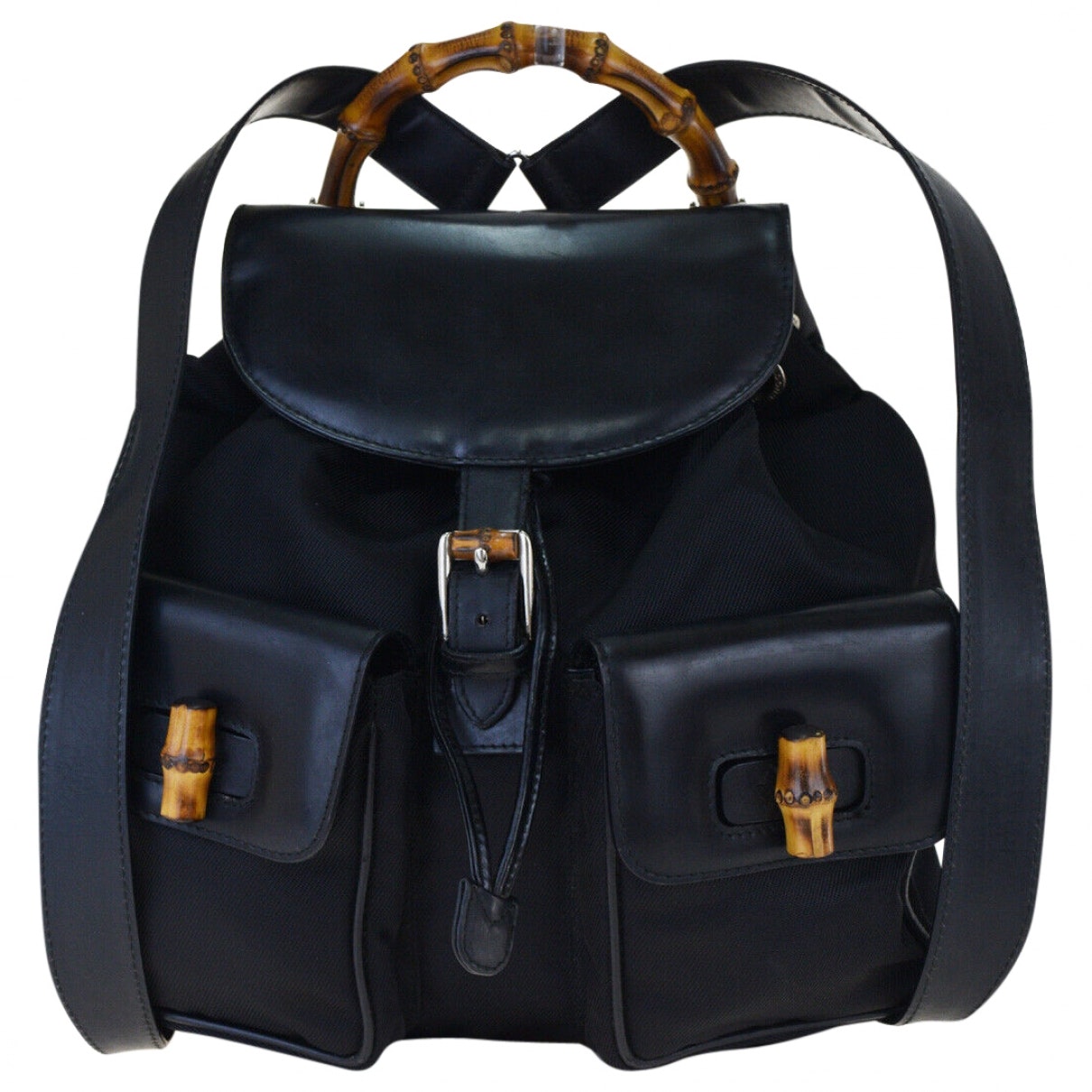 Gucci black leather backpacks