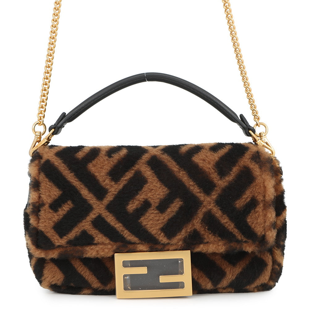 Fendi Black8BS017 Mouton Leather Brown Bucket Bag