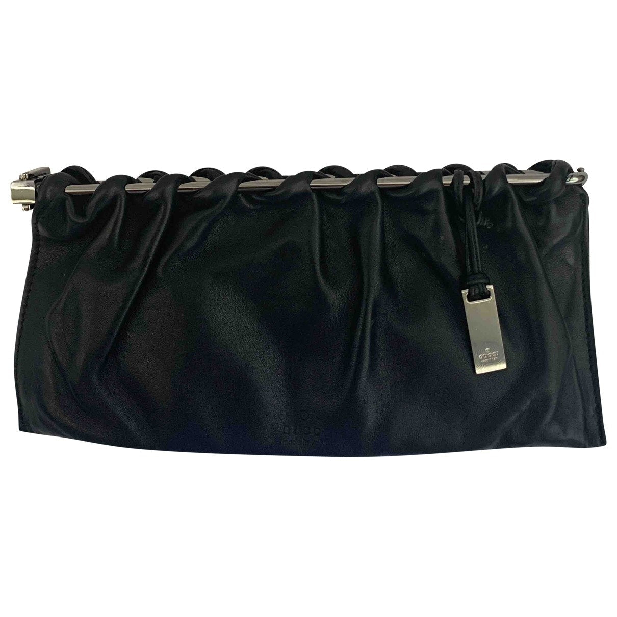 Gucci black leather clutch bag