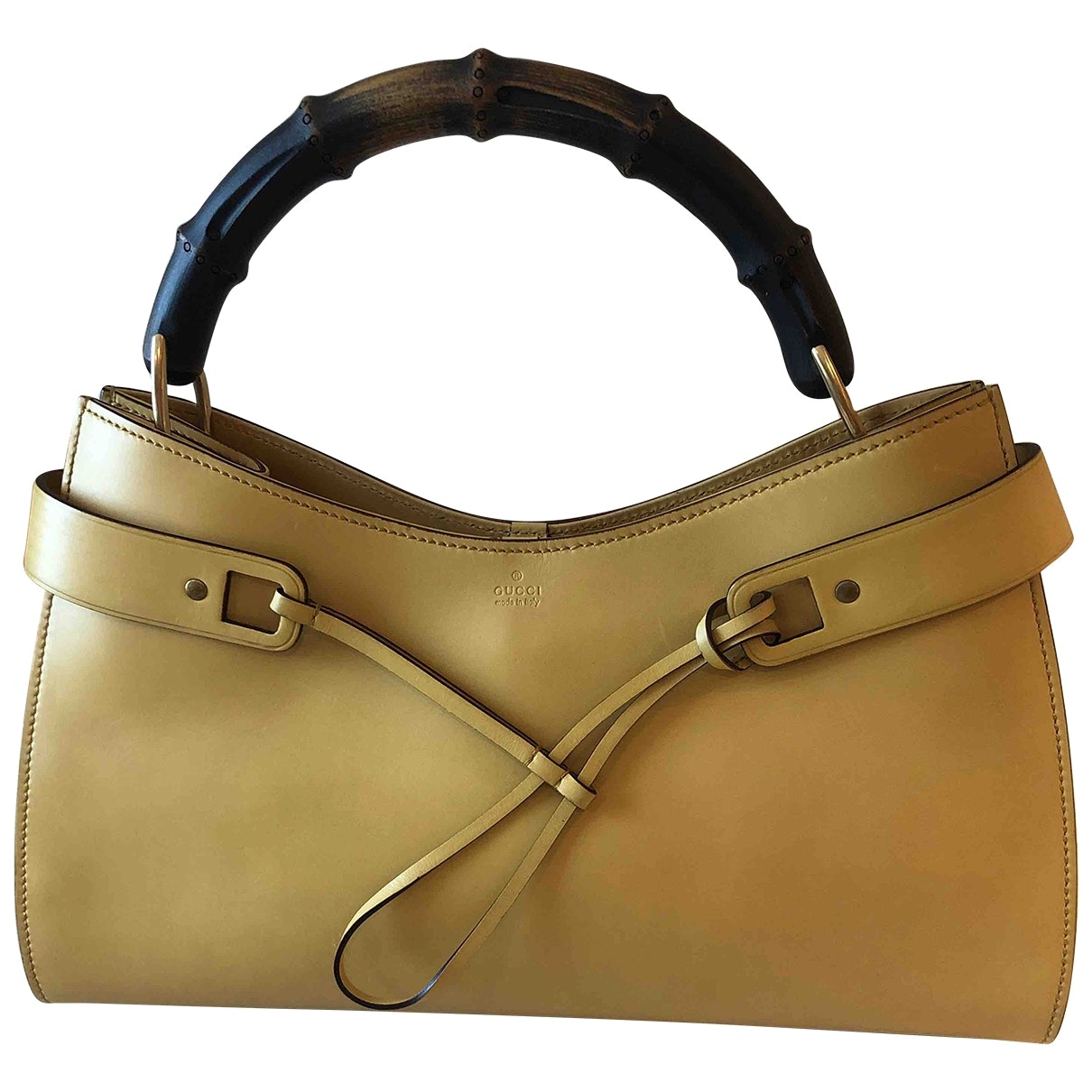 Gucci bamboo yellow leather handbag