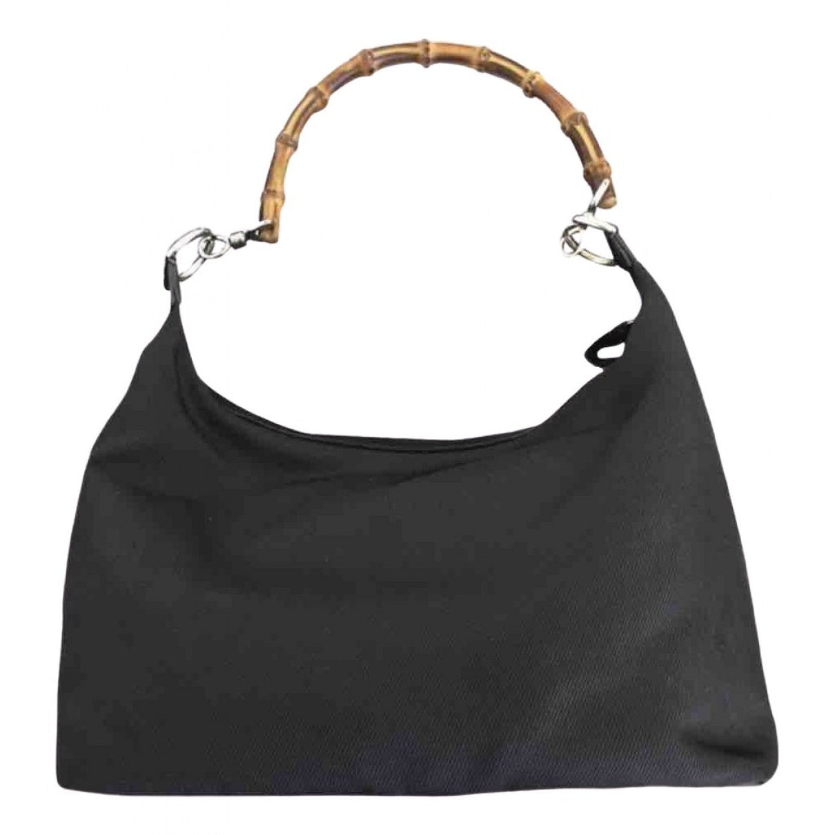 Gucci bamboo black cloth handbag