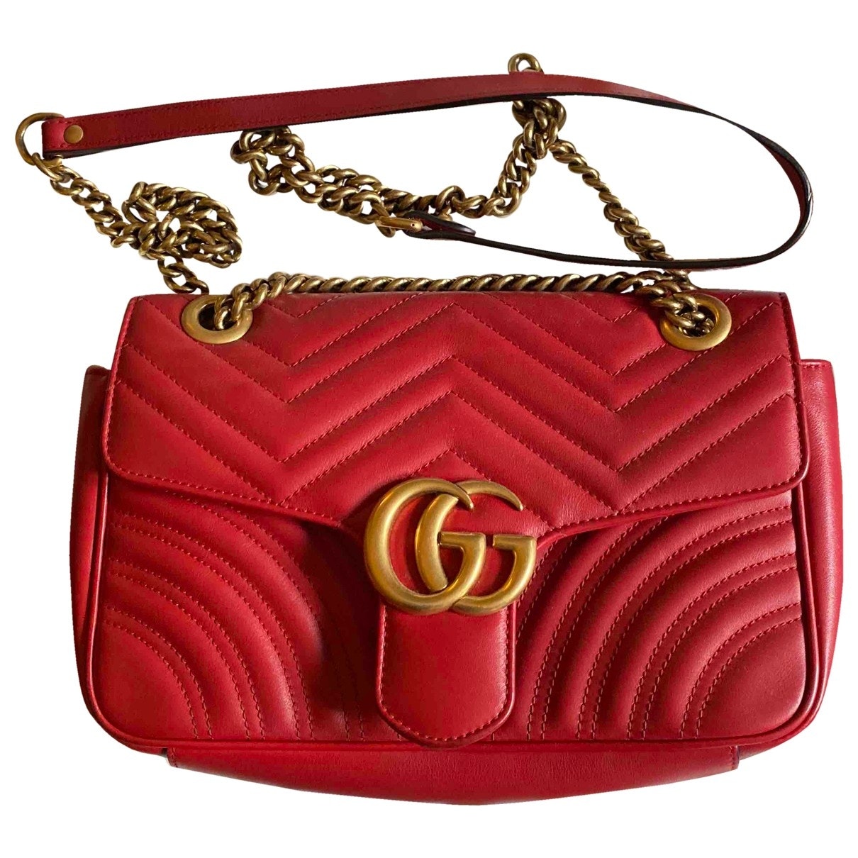 Gucci marmont red leather handbag