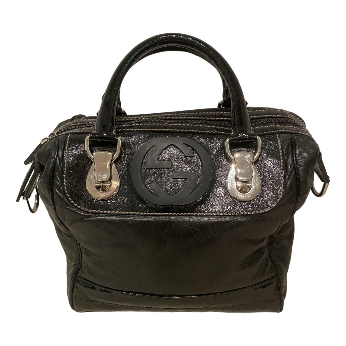 Gucci black patent leather handbag