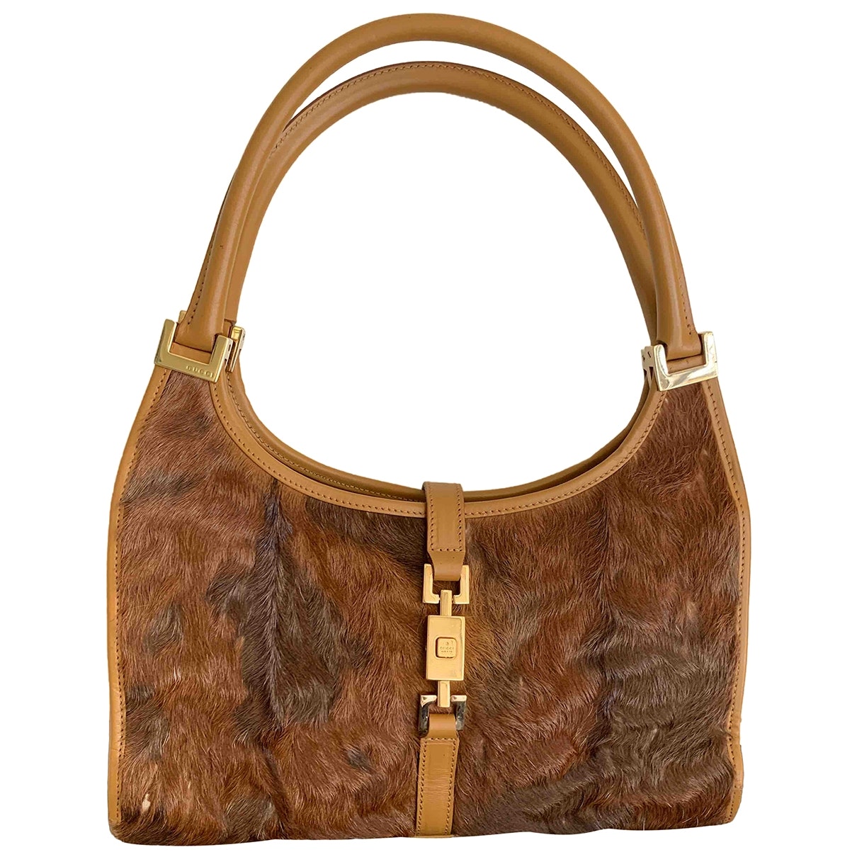 Gucci jackie brown fur handbag