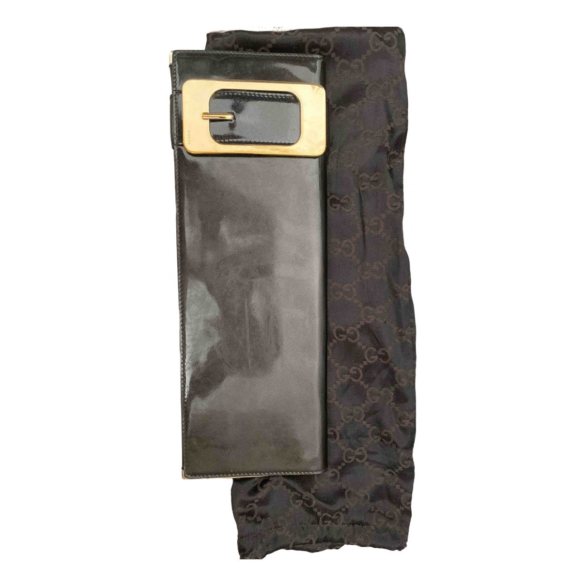 Gucci black patent leather clutch bag