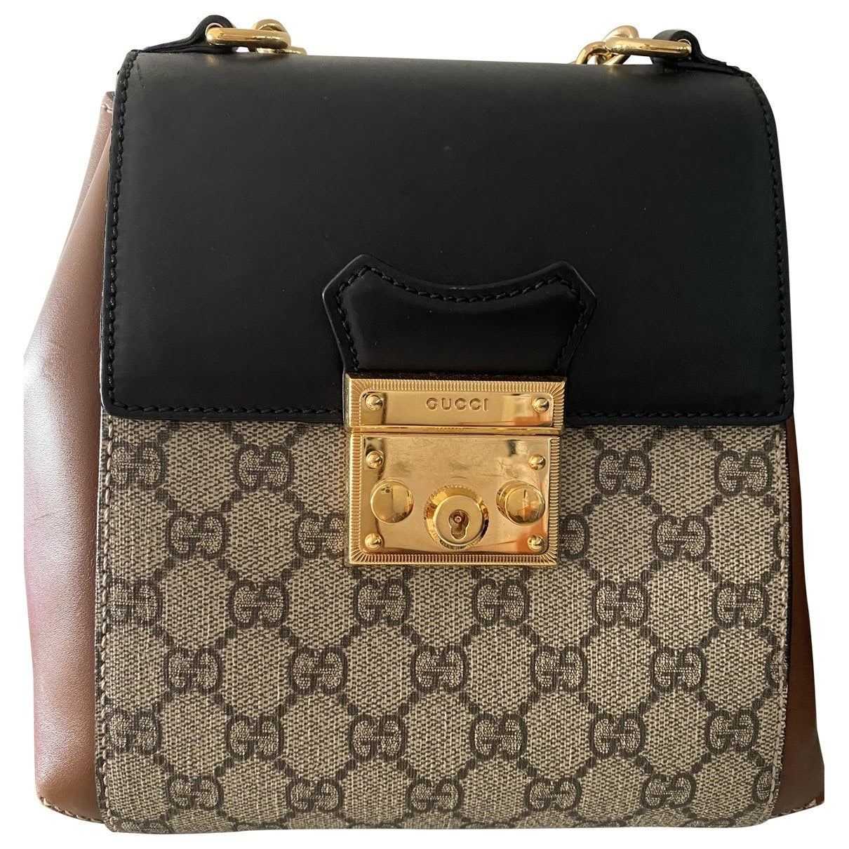 Gucci padlock beige cloth backpacks