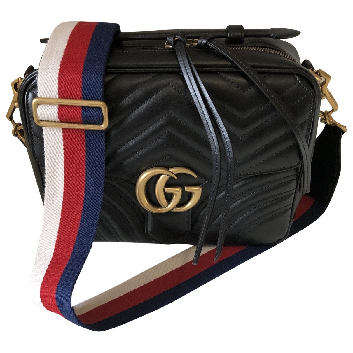 Gucci gg marmont circle black leather handbag
