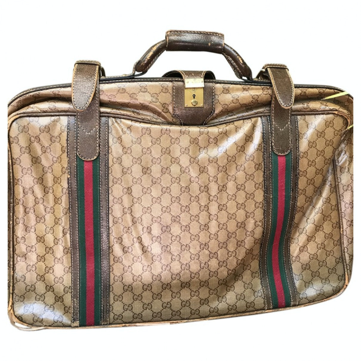Gucci brown cloth travel bag