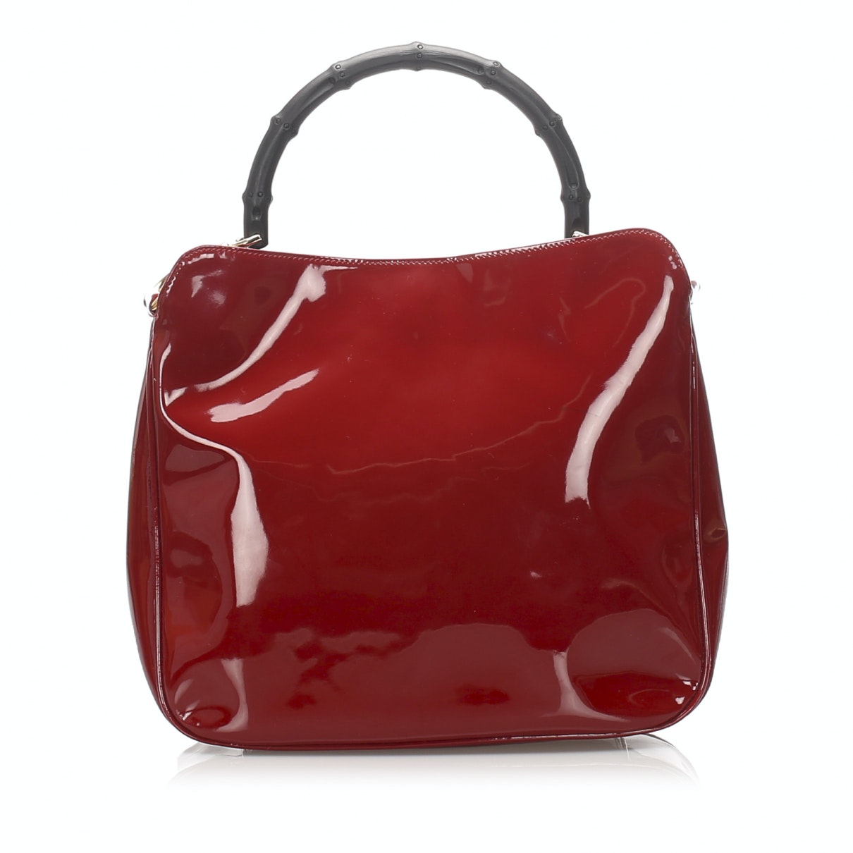 Gucci bamboo red leather handbag
