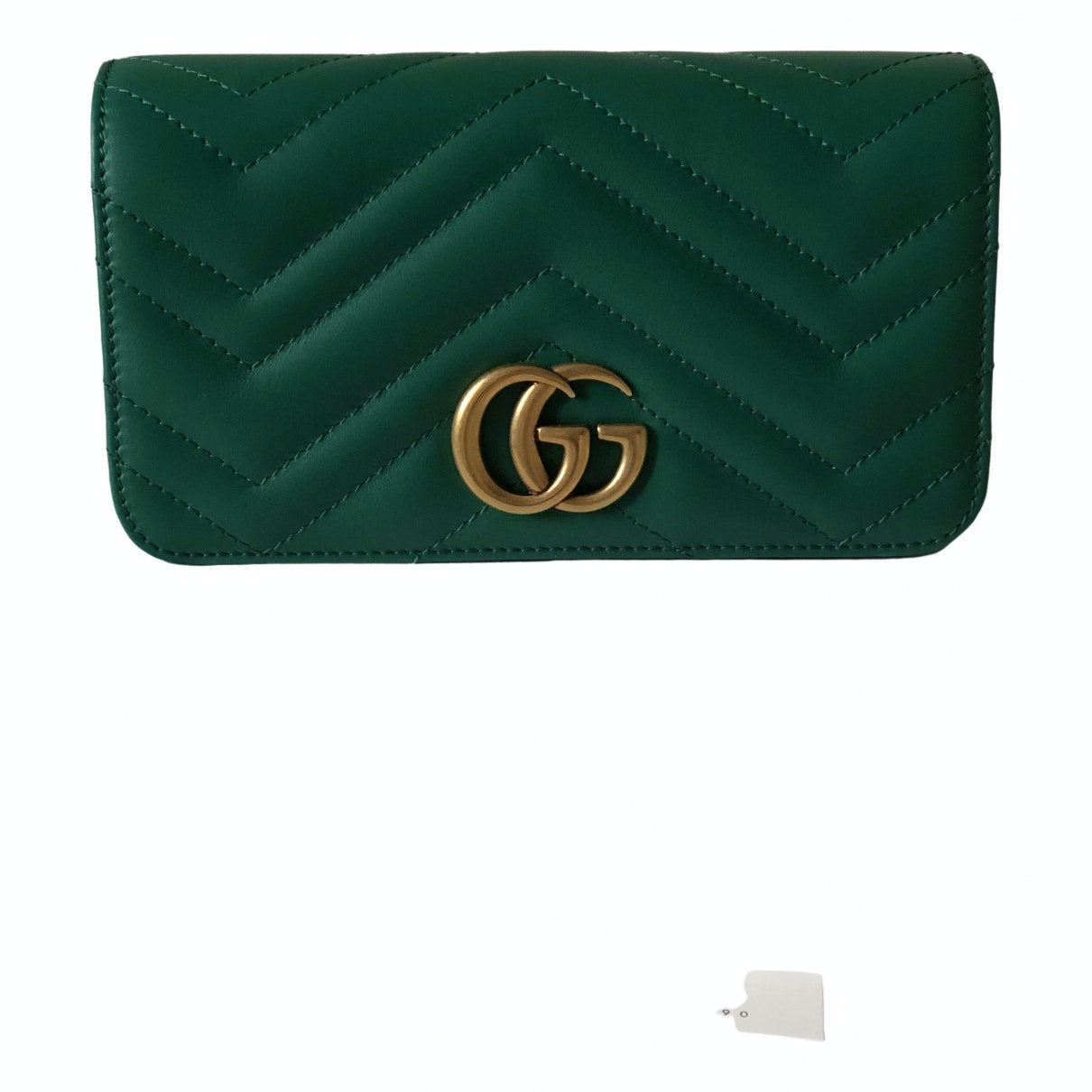 Gucci marmont green leather handbag