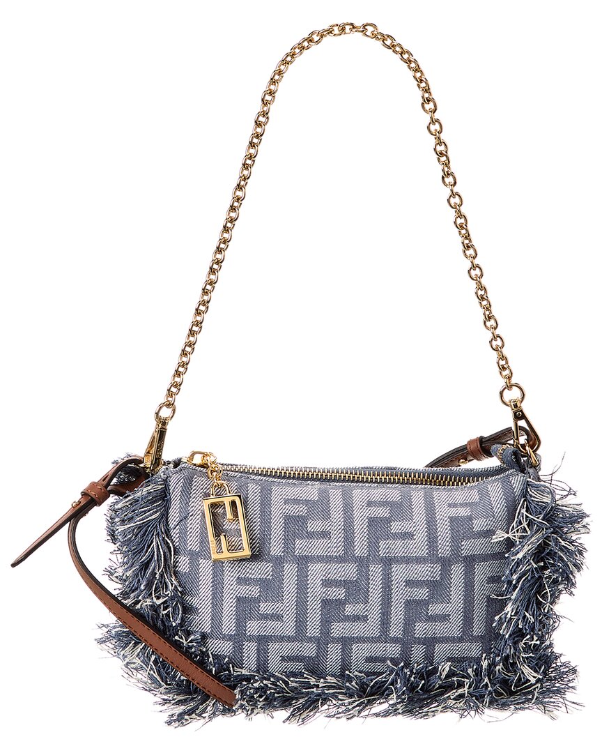 Fendi Handbag Baguette Ff Pouch 2 Denim Blue Shoulder Bag