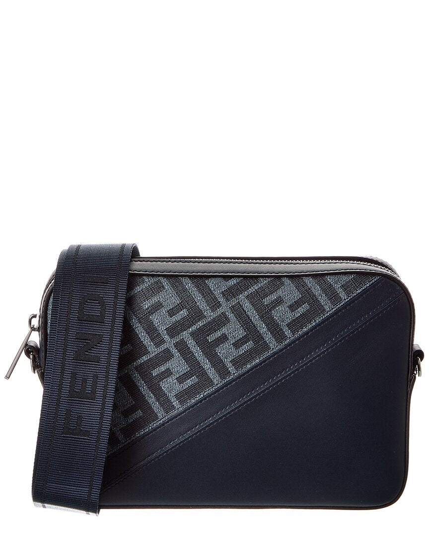 Fendi Handbag Diagonal Ff Camera Bag Leather Blue